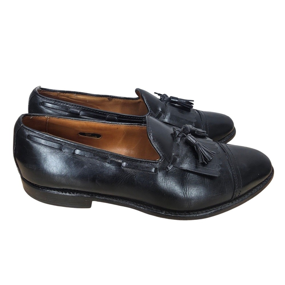 Allen Edmonds Dalton Loafers Mens 10 Black Leather Tassel Kiltie Cap Toe Preppy